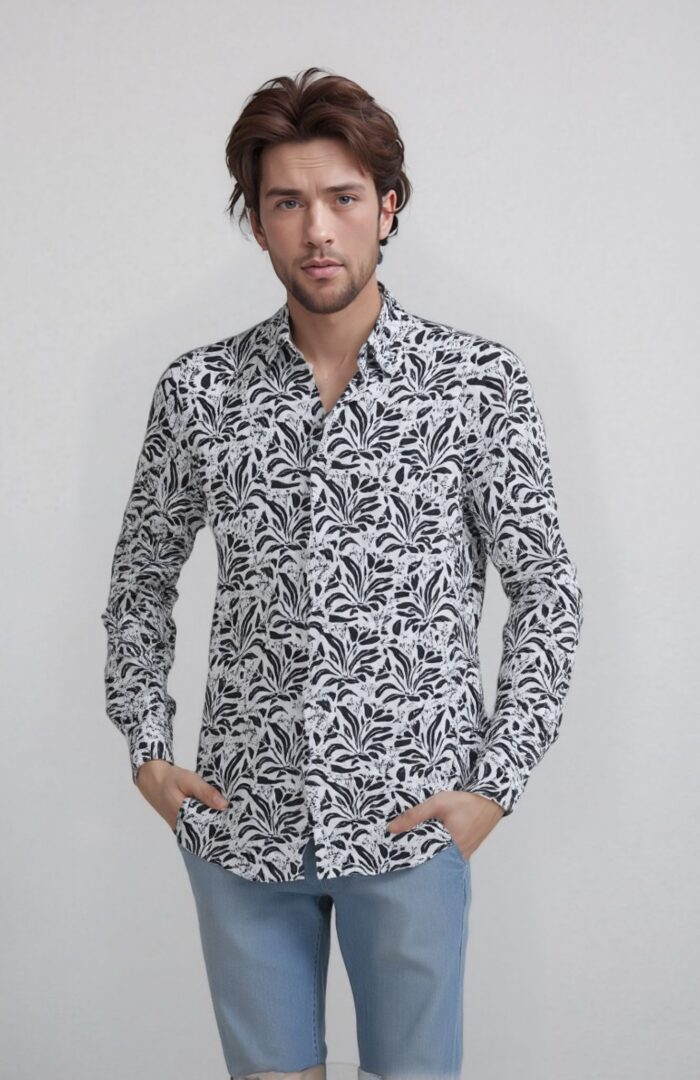 Camicia Uomo Fantasia - Collo Piccolo alla Francese - - immagine 1