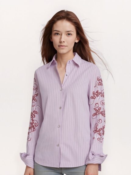Camicia da donna a maniche lunghe a righe