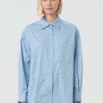 Camicia over in popeline con strass