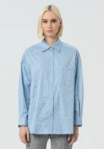 Camicia over in popeline con strass