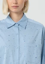 Camicia over in popeline con strass - immagine 2