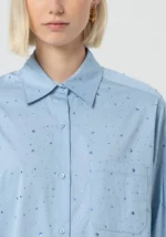 Camicia over in popeline con strass - immagine 2