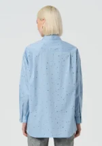 Camicia over in popeline con strass - immagine 4