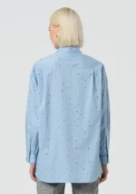 Camicia over in popeline con strass - immagine 4