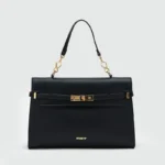 Borsa a Mano con Dettagli in Metallo Dorato