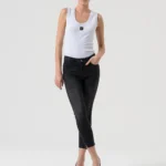 Jeans slim cropped push up in denim nero