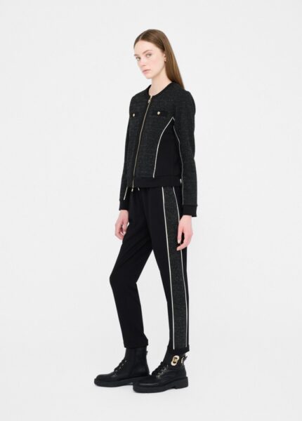 Pantalone donna in felpa con dettagli bouclé lurex®