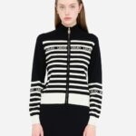 Cardigan a righe con perle