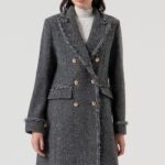 Cappotto lungo slim fit in tweed