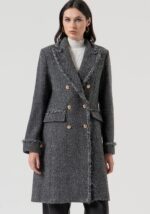 Cappotto lungo slim fit in tweed