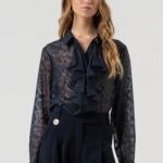 Camicia regular in tessuto devorè animalier