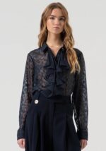 Camicia regular in tessuto devorè animalier