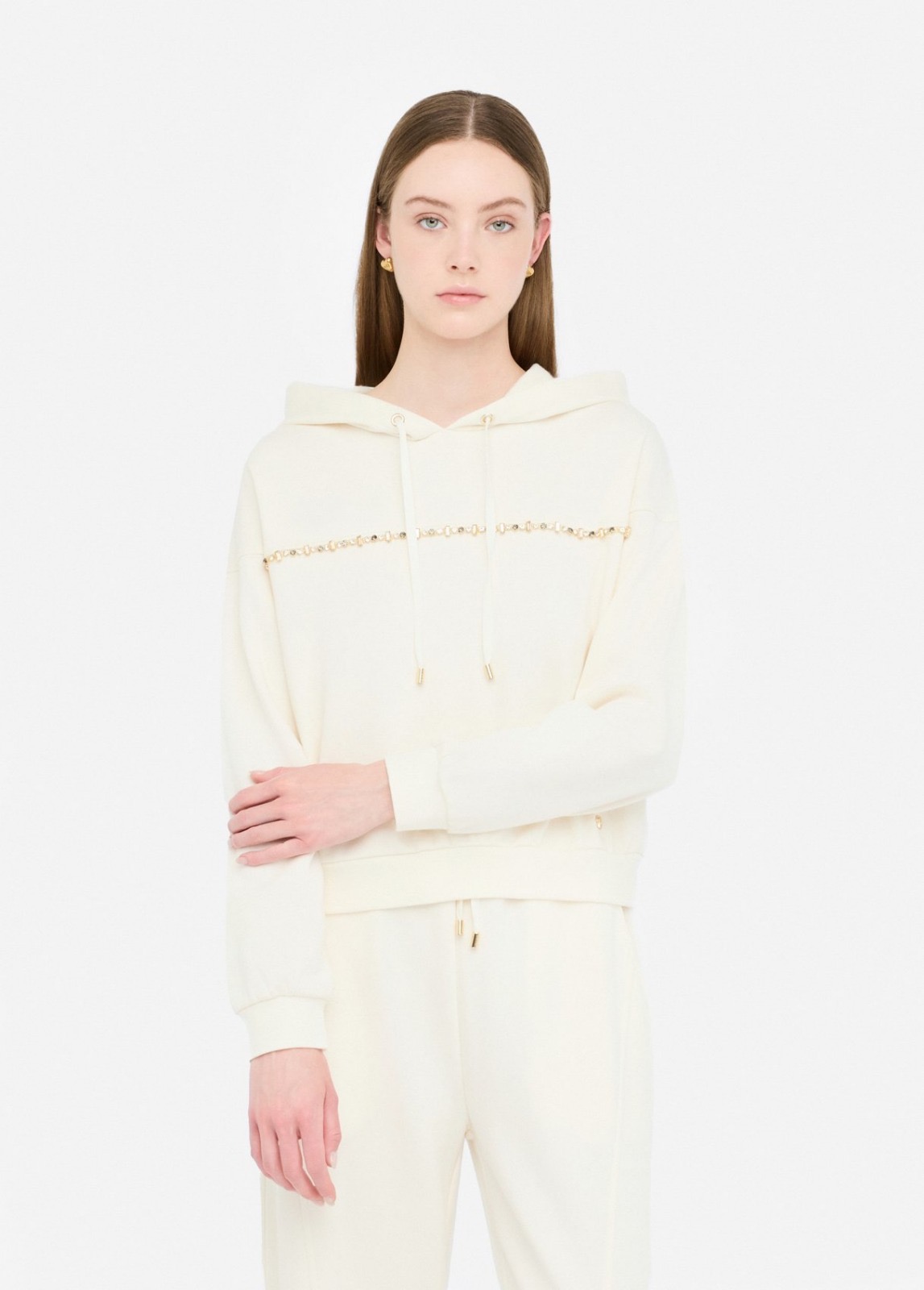 Felpa con cappuccio e strass Felpa con cappuccio e strass