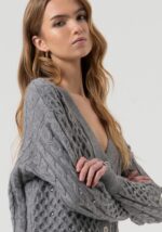 Cardigan regular fit con trecce e dettagli gioiello 2