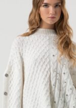 Maglia Over con punto treccia e pietre luminose 3