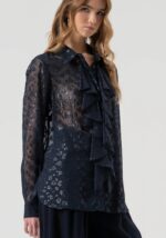 Camicia regular in tessuto devorè animalier 3