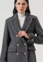 Cappotto lungo slim fit in tweed 3
