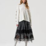 Maglia Over con punto treccia e pietre luminose