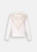 Maglia in lana jacquard con borchie e strass 5