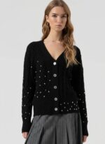 Cardigan regular con punto treccia