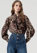 Blusa regular in fantasia animalier