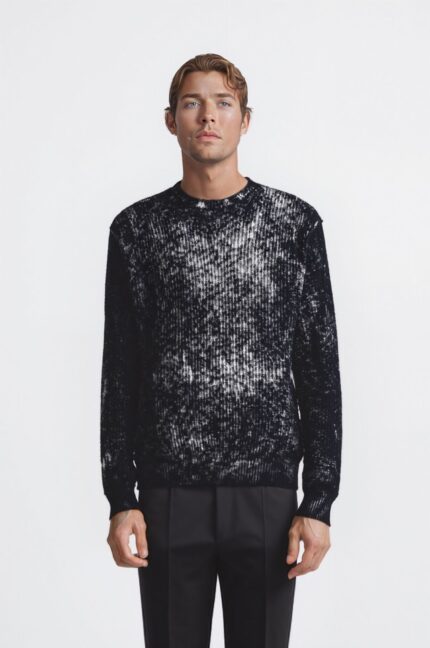 Maglione girocollo in cotone effetto delavé