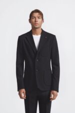 Blazer monopetto in tessuto texturizzato