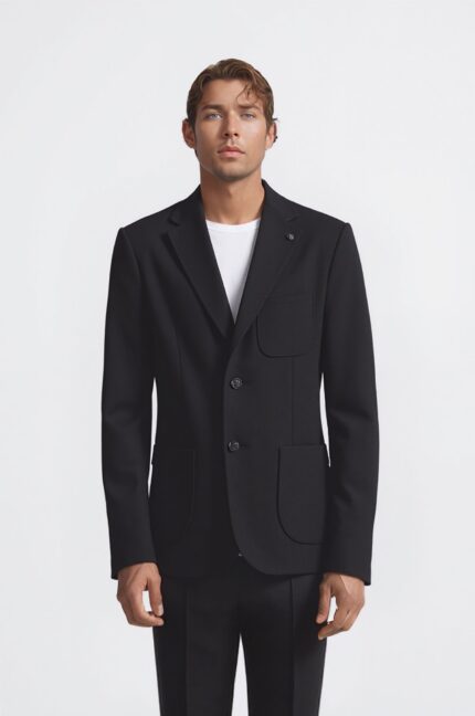 Blazer monopetto in tessuto texturizzato