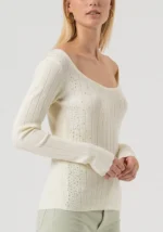 Maglia slim a costine con strass - immagine 3