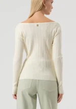 Maglia slim a costine con strass - immagine 4