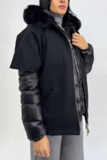 Piumino Nylon con Cappa in Panno 2