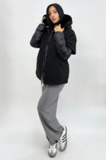 Piumino Nylon con Cappa in Panno 3