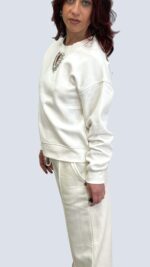 Felpa Donna con Applicazione Gioiello 2 colore bianco