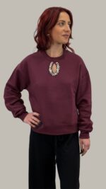 Felpa Donna con Applicazione Gioiello 3 col. bordeaux