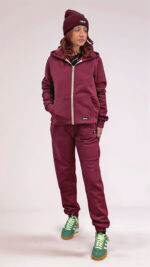 Pantalone donna in felpa bordeaux 4