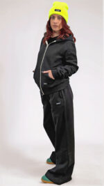 Pantalone donna in felpa modello palazzo - immagine 4