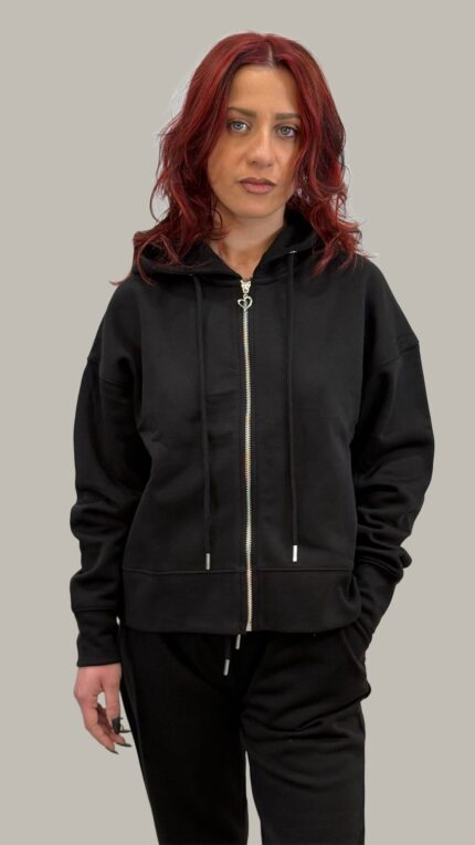 Felpa donna con cappuccio e zip